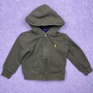 polo ralph lauren full-zip hoodie green fleece long sleeve toddler 3t
